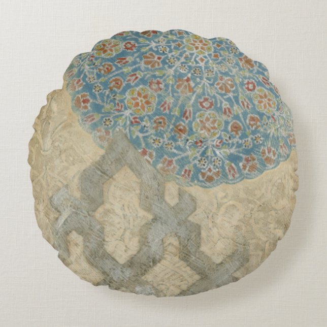 Coussins Ronds Arrangement floral argenté décoratif de tapisserie (Devant)