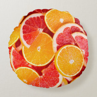 Coussins Ronds Arrière-fond orangé et pamplemousse frais