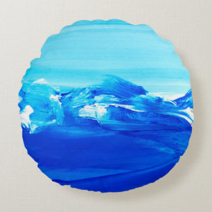 Coussins Ronds arrière - plan Abstrait de peinture d'art bleu. L'