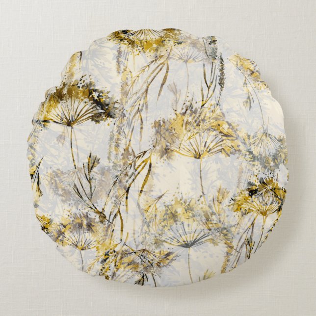 Coussins Ronds arrière - plan d'aquarelle Abstraite : dandelion,  (Devant)