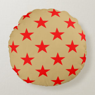 Coussins Ronds Arrière - plan De Beige Et D'Étoiles Rouge