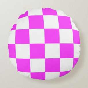 Coussins Ronds arrière - plan de tuiles motif À damiers. Blanc et