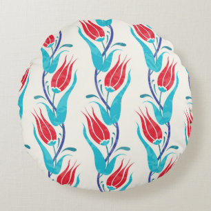 Coussins Ronds Arrière - plan de tulipes. Motif turc traditionne