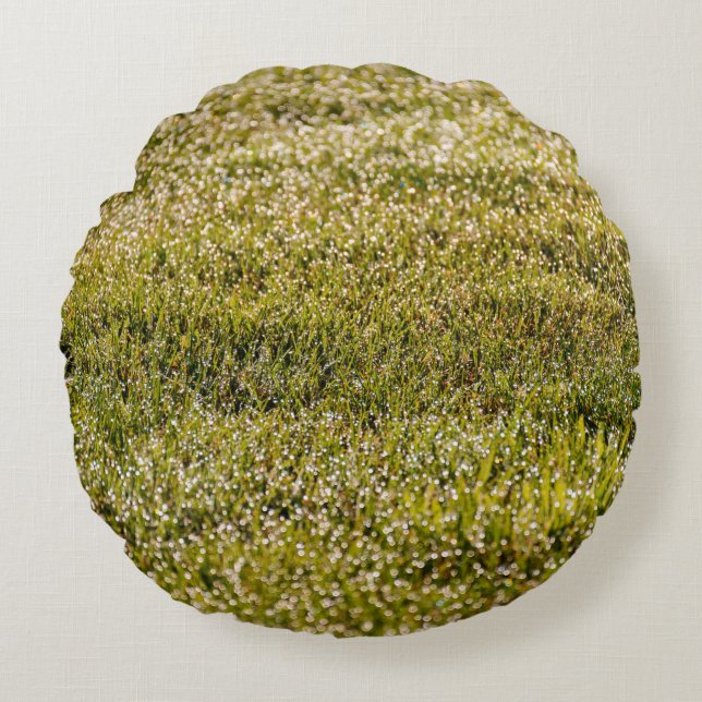 Coussins Ronds Arrière - plan d'herbe fraîche vert printemps, ave (Devant)