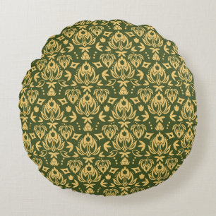 Coussins Ronds Arrière - plan floral en bois de motif de damass