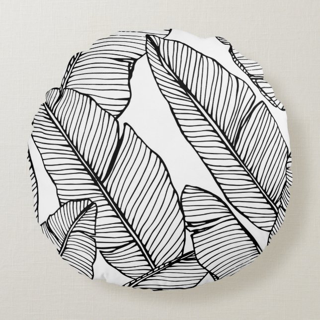 Coussins Ronds Arrière - plan motif de feuille de bananier sans c (Devant)