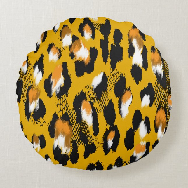 Coussins Ronds Arrière - plan Poster de animal Leopard Texture (Devant)