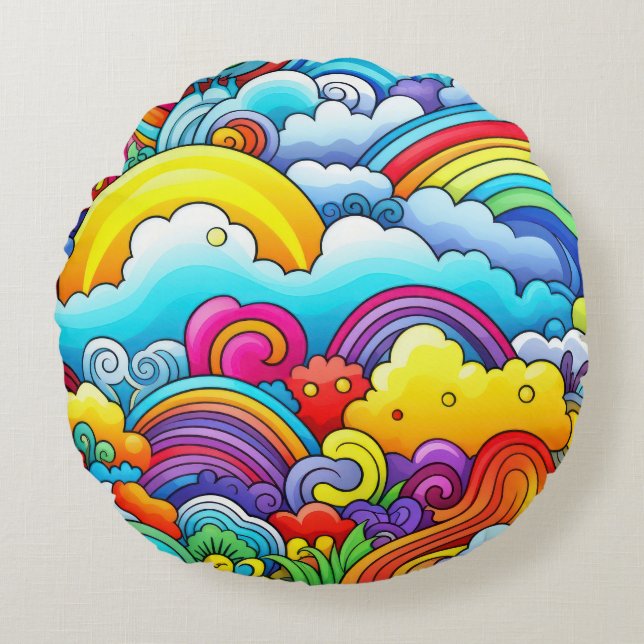 Coussins Ronds Arrière - plans arc-en-ciel (Devant)