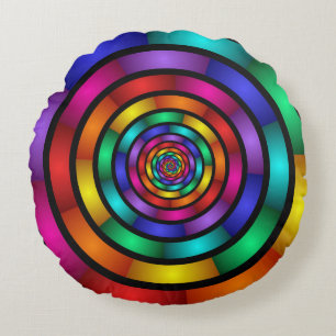 Coussins Ronds Arrondi et psychédélique coloré Art moderne fracta