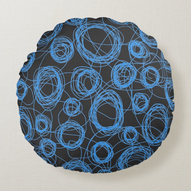 Coussins Ronds Arrondi Scribbles Décor pour enfants (Devant)