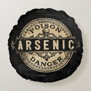 Coussins Ronds Arsenic Vintage Style Étiquette de poison