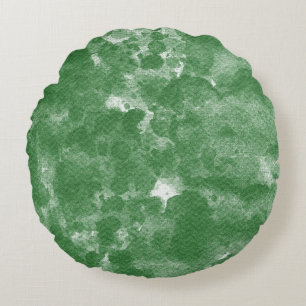 Coussins Ronds Art abstrait aquarelle de la forêt émeraude