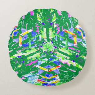 Coussins Ronds Art abstrait numérique que nous appelons chaos 