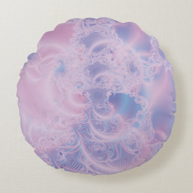 Coussins Ronds Art Abstrait Rose Lumineux (Devant)