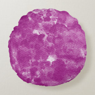 Coussins Ronds Art aquarelle magenta d'orchidée vibrante
