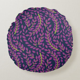 Coussins Ronds Art botanique harmonieux sur fond bleu foncé