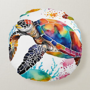 Coussins Ronds Art coloré Seaturtle