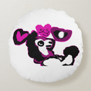 Coussins Ronds Art de caniche violet
