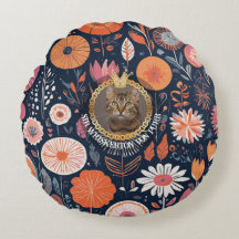 Art de chat royal foncé marine motif floral aristo