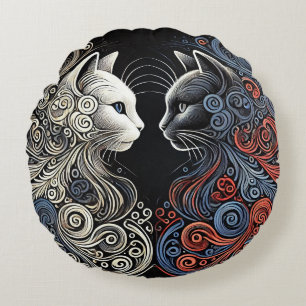 Coussins Ronds Art de chats abstraits