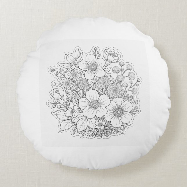 Coussins Ronds art de la composition florale (Devant)