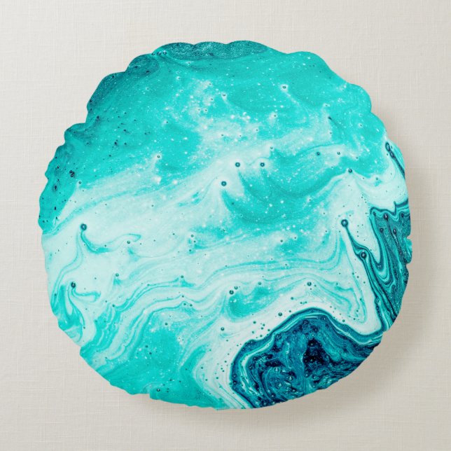 Coussins Ronds Art de luxe Aquamarine dans le style oriental. Pa  (Devant)