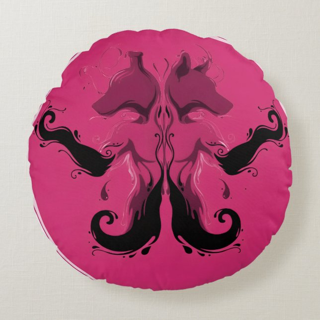 Coussins Ronds art de marbre noir or  (Devant)