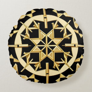 Coussins Ronds Art de motif géométrique doré élégant