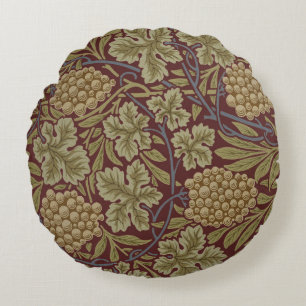 Coussins Ronds Art de vigne rouge vert William Morris