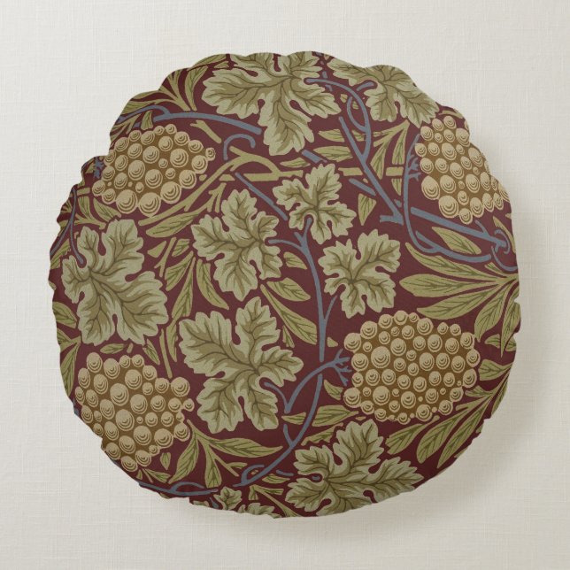 Coussins Ronds Art de vigne rouge vert William Morris (Devant)