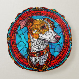 Coussins Ronds Art de vitrail de chien