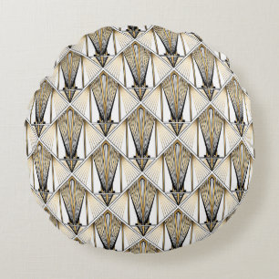 Coussins Ronds Art déco, motif or de luxe