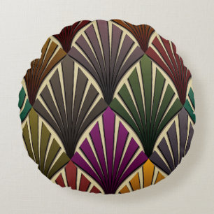 Coussins Ronds art déco, nouveau, chasseur vert, bleu marine, ja