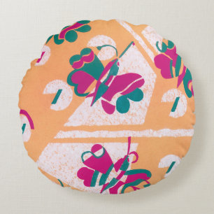 Coussins Ronds Art Déco vintage jazz pochoir papillons de jardin