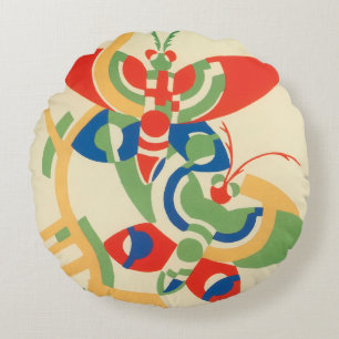 Coussins Ronds Art Déco vintage jazz pochoir papillons de jardin