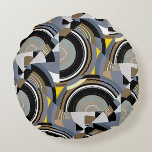 Coussins Ronds Art Déco vintage pochoir formes géométriques jazz