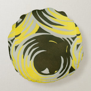 Coussins Ronds Art Déco Vintage Pochoir Jazz Cercles Géométriques