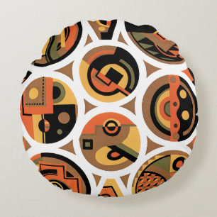 Coussins Ronds Art Déco Vintage Pochoir Jazz Cercles Géométriques
