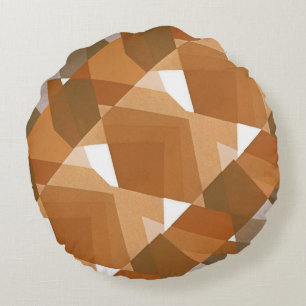 Coussins Ronds Art Déco Vintage Pochoir Jazz Tan Formes Géométriq