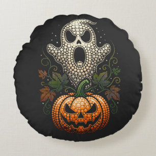 Coussins Ronds Art décoratif gothique d'Halloween crâne citrouill