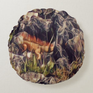 Coussins Ronds Art du guana orange