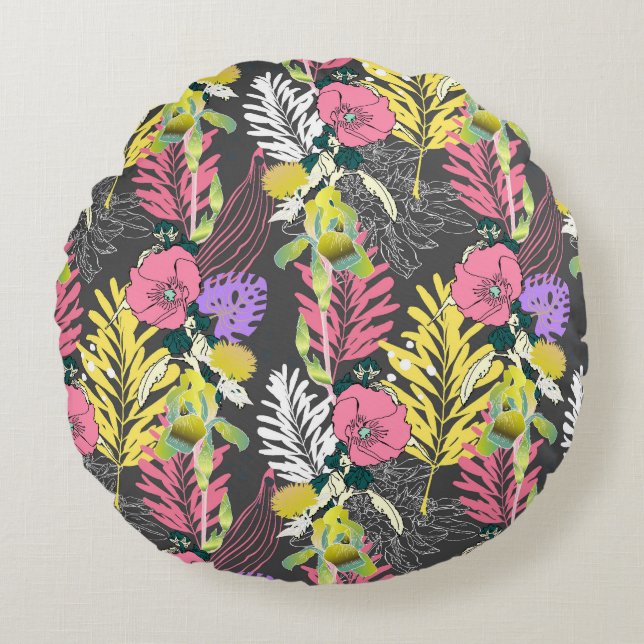 Coussins Ronds Art Fleur Tropical : Motif original. (Devant)
