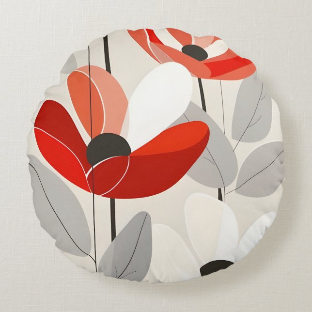 Coussins Ronds Art Floral Moderne Impression (Devant)