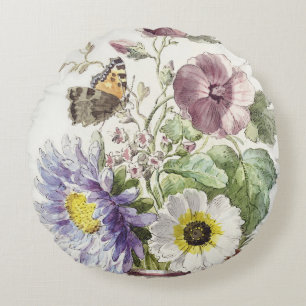 Coussins Ronds Art floral papillon vintage de William van Leen