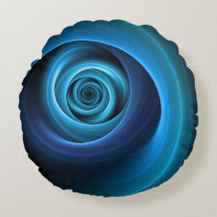 Coussins Ronds Art fractal abstrait moderne aux couleurs bleues e