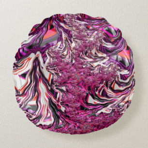 Coussins Ronds Art fractal funky psychédélique vibrant déroutant