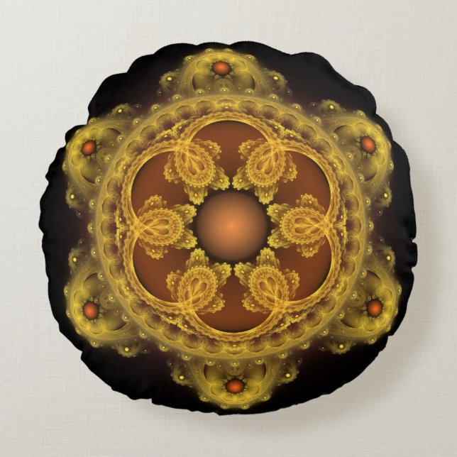 Coussins Ronds art fractal mandala fée (Devant)