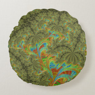 Coussins Ronds Art fractal spirale psychédélique tripant