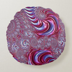 Coussins Ronds Art fractal vibrant brillant funky tripant en spir