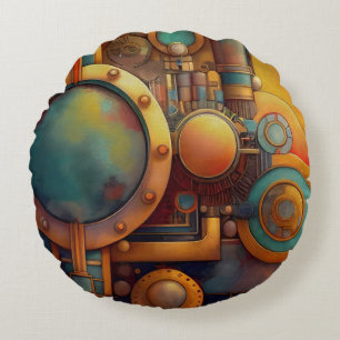 Coussins Ronds Art géométrique industriel steampunk